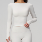 Summer Cream Brushed Yoga Clothes Long Sleeve Outdoor Sports Running Workout Long Sleeve Yoga Clothes Women