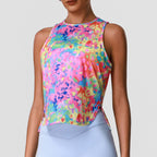 Summer Ice Sports Vest Printed Blouse Women Outer Wear Fitness Wait Lifting Special Training Running Yoga Clothes Top