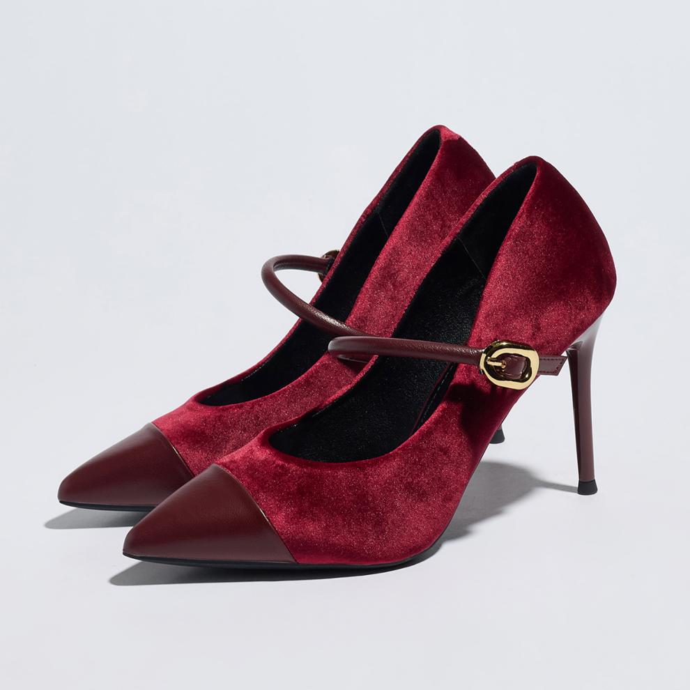 Women's Stiletto Heel High Heel Shoes Pointed Toe Socialite Shallow Mouth Pumps Satin Mary Jane Shoes