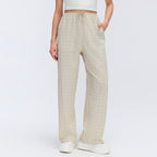 Spring Summer Lightweight Quick Drying Track Pants Women Bubble Plaid Loose Fitting Slimming All Matching Casual Trousers