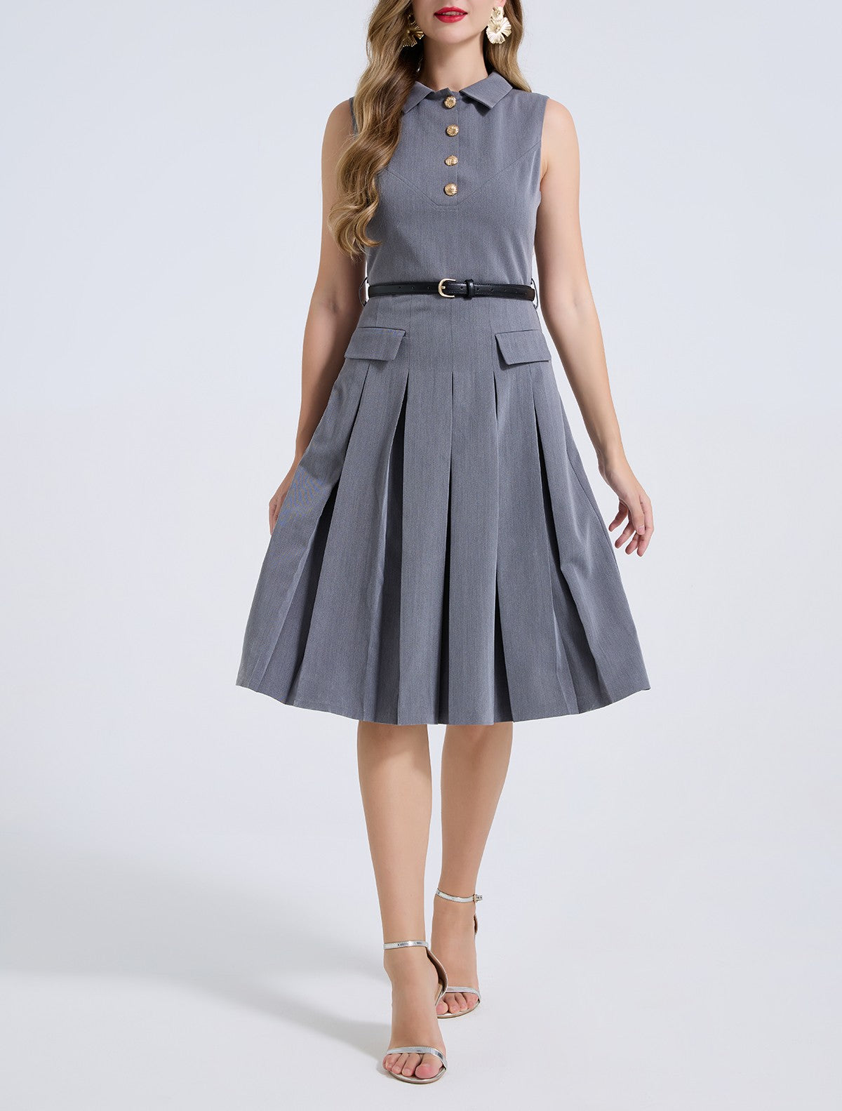 Women's Pleated Sleeveless Dress