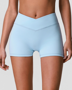 Nude Feel Outdoor Running Exercise Shorts Cross V Waist Hip Lifting Shorts Fitness High Waist Tight Yoga Clothes