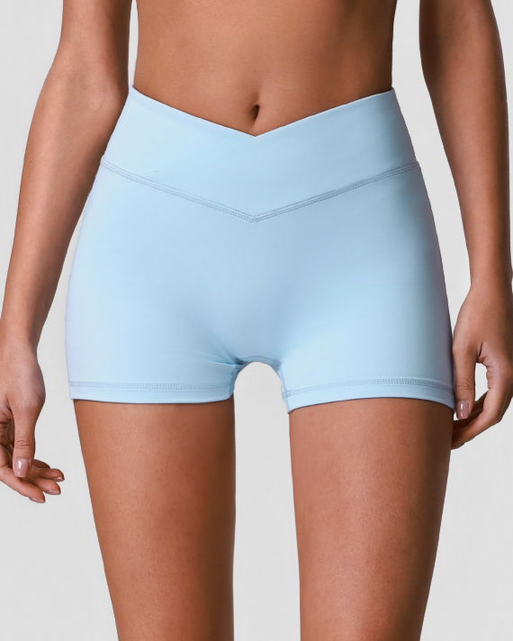 Nude Feel Outdoor Running Exercise Shorts Cross V Waist Hip Lifting Shorts Fitness High Waist Tight Yoga Clothes
