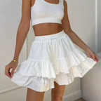 Ruffled Shorts Summer Polka Dot Solid Color HW Pure Cotton