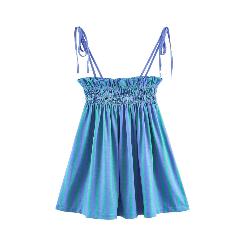 Women Clothing Summer Striped Spaghetti Straps Top Striped