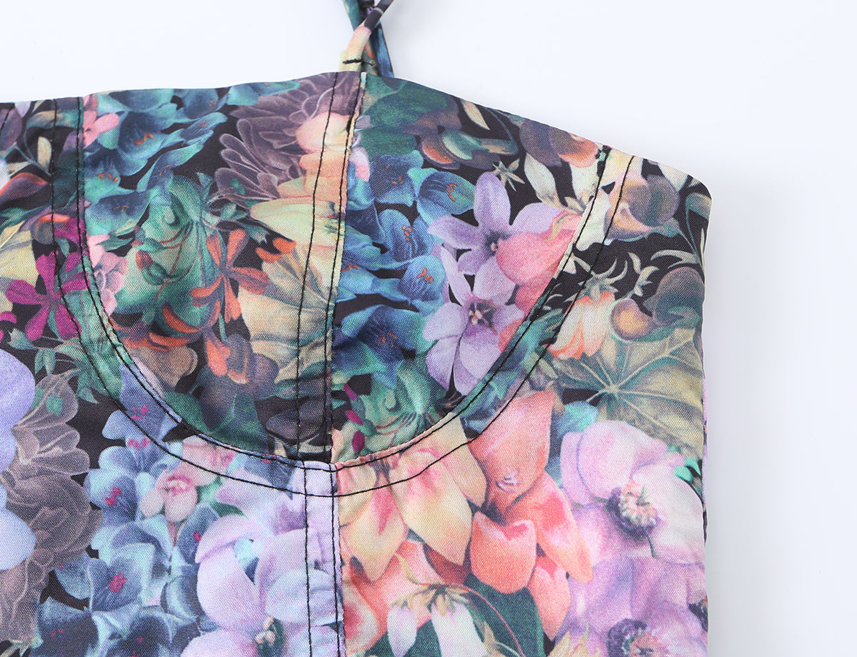 Summer Women Clothing Retro Oil Painting Sexy Strap Tube