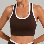 Autumn Sand U Collar Contrast Color Binding Sports Vest Women Tight Beauty Back Exercise Top Skinny Running Workout Clothes