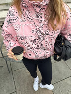 Spring Women Irregular Asym Pattern Print Zipper Jacket