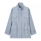 Autumn Winter Pure Cotton Turtleneck Cinched Drawstring
