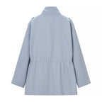 Autumn Winter Pure Cotton Turtleneck Cinched Drawstring