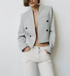 Women Clothing Long Sleeve V neck Short Blazer