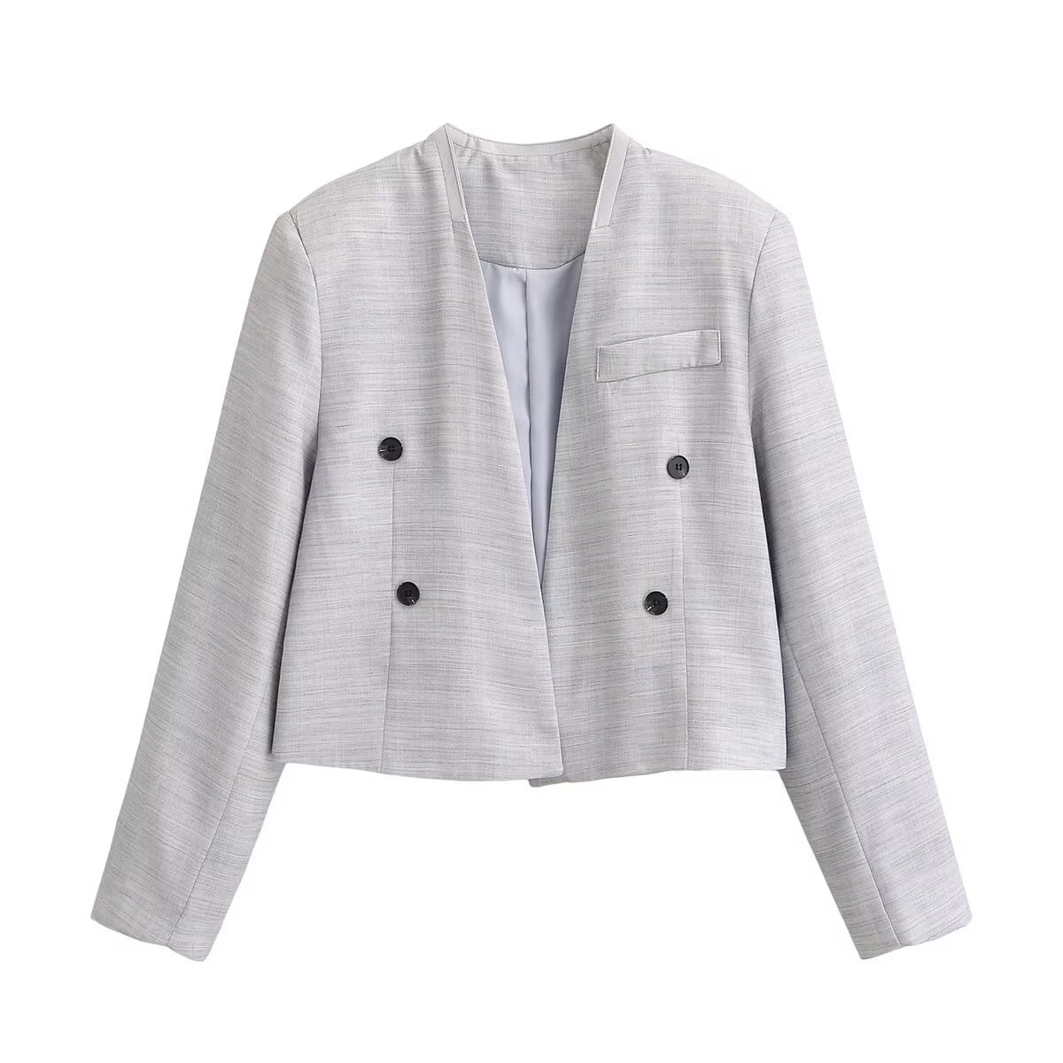 Women Clothing Long Sleeve V neck Short Blazer