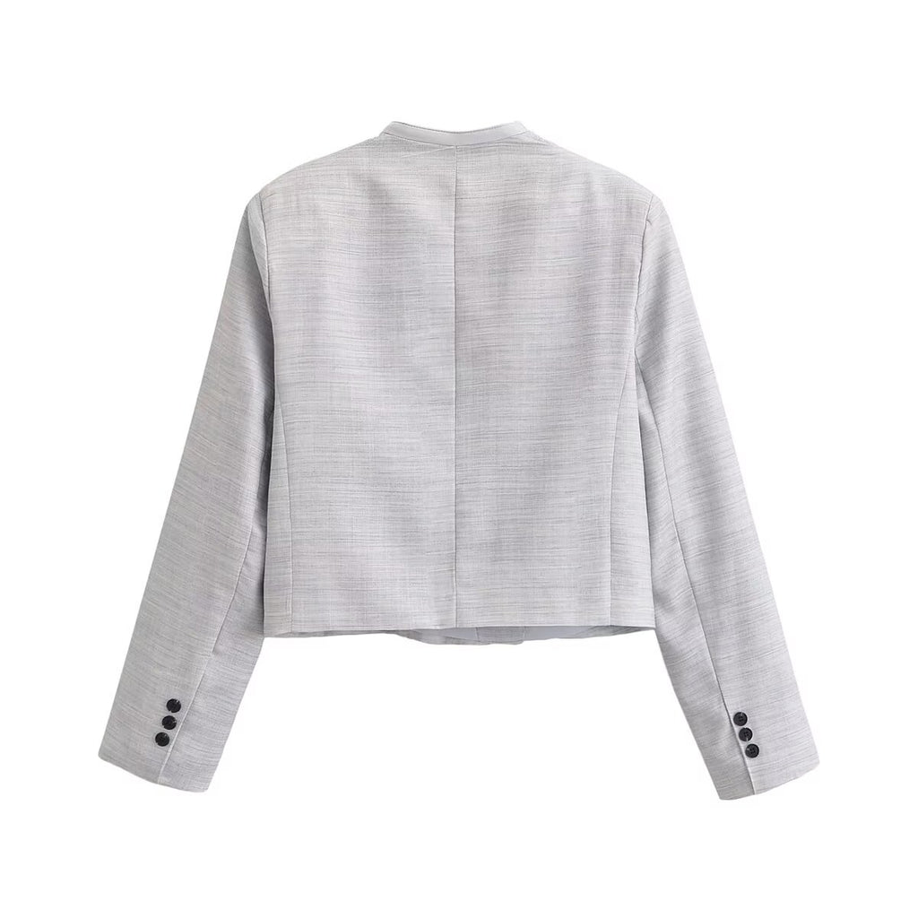 Women Clothing Long Sleeve V neck Short Blazer