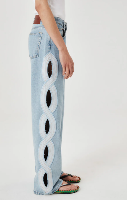Summer Side Hollow Out CO Jeans Women Casual Street HW