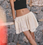 Women Clothing Summer Lace Laminated Decoration Mini Skirt