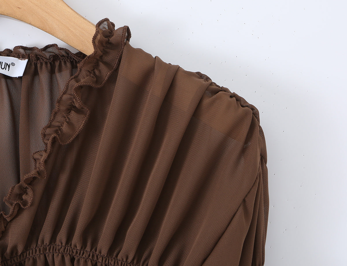 French Gentle Pleated Lace up Sun Protection Shirt Women