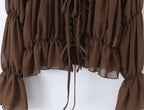 French Gentle Pleated Lace up Sun Protection Shirt Women