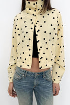 Women Clothing Top Product Polka Dot Pleated Coat