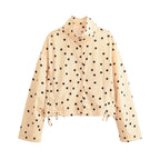Women Clothing Top Product Polka Dot Pleated Coat