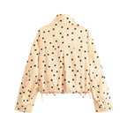 Women Clothing Top Product Polka Dot Pleated Coat