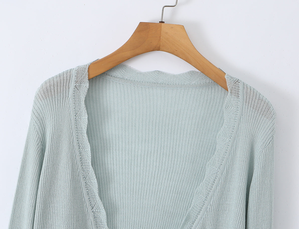 Women Summer Sun Protection V neck Long Sleeves Short