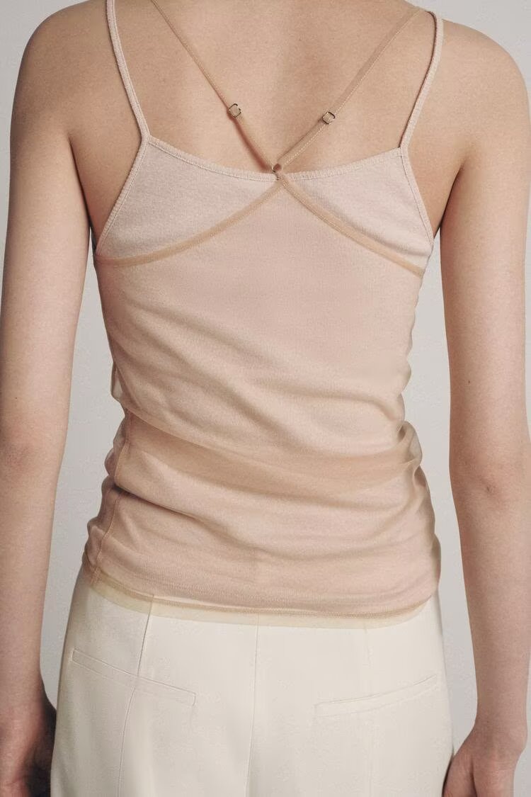 Women Clothing Summer round Neck Double Layer Silk Net