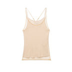 Women Clothing Summer round Neck Double Layer Silk Net