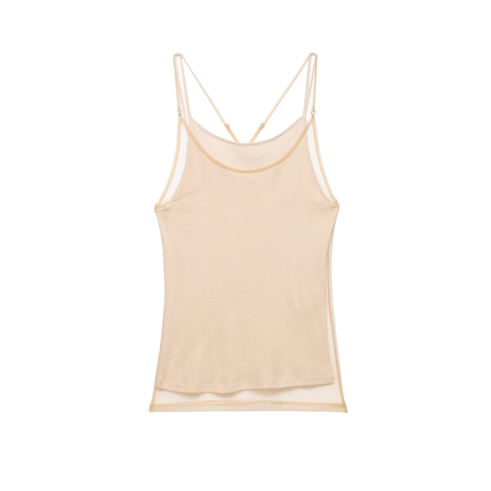 Women Clothing Summer round Neck Double Layer Silk Net