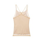Women Clothing Summer round Neck Double Layer Silk Net