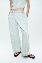 Women Clothing Denim Double Breasted Vest Jeans Suit