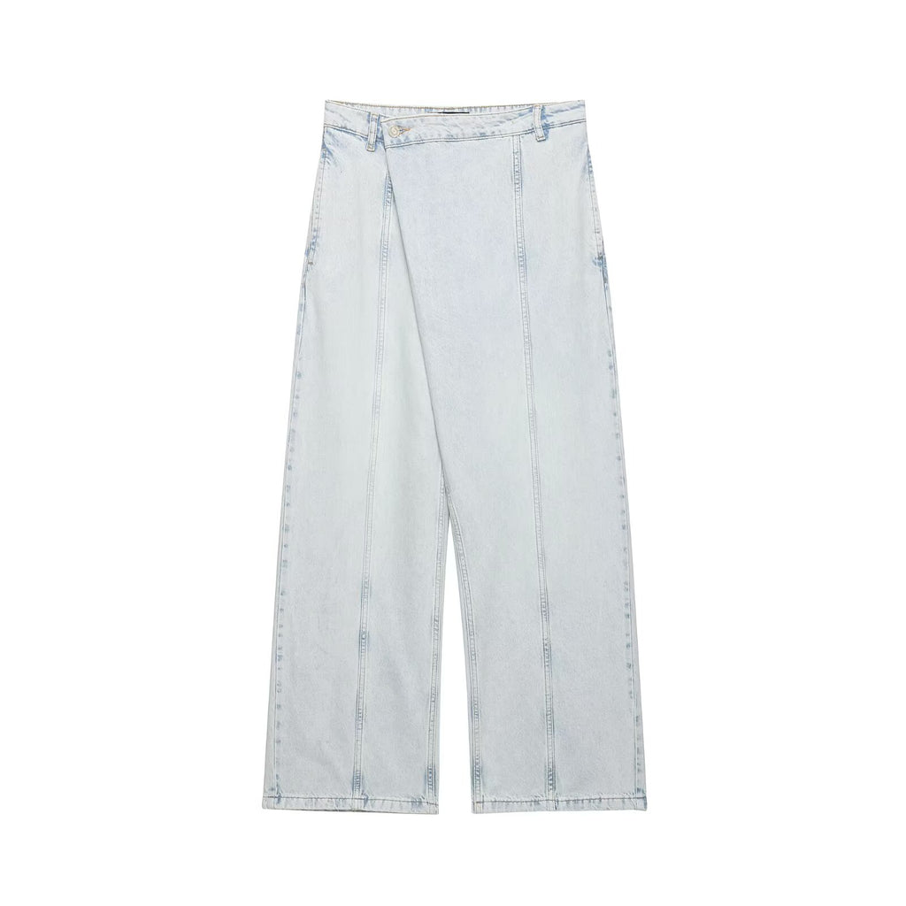 Women Clothing Denim Double Breasted Vest Jeans Suit