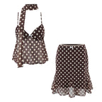 Brown with Polkadot Scarf Set