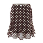 Sexy Retro Dots V neck Strap Top with Lace up Silk Scarf