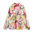 Summer Collection French Artistic Floral Print Silk Satin