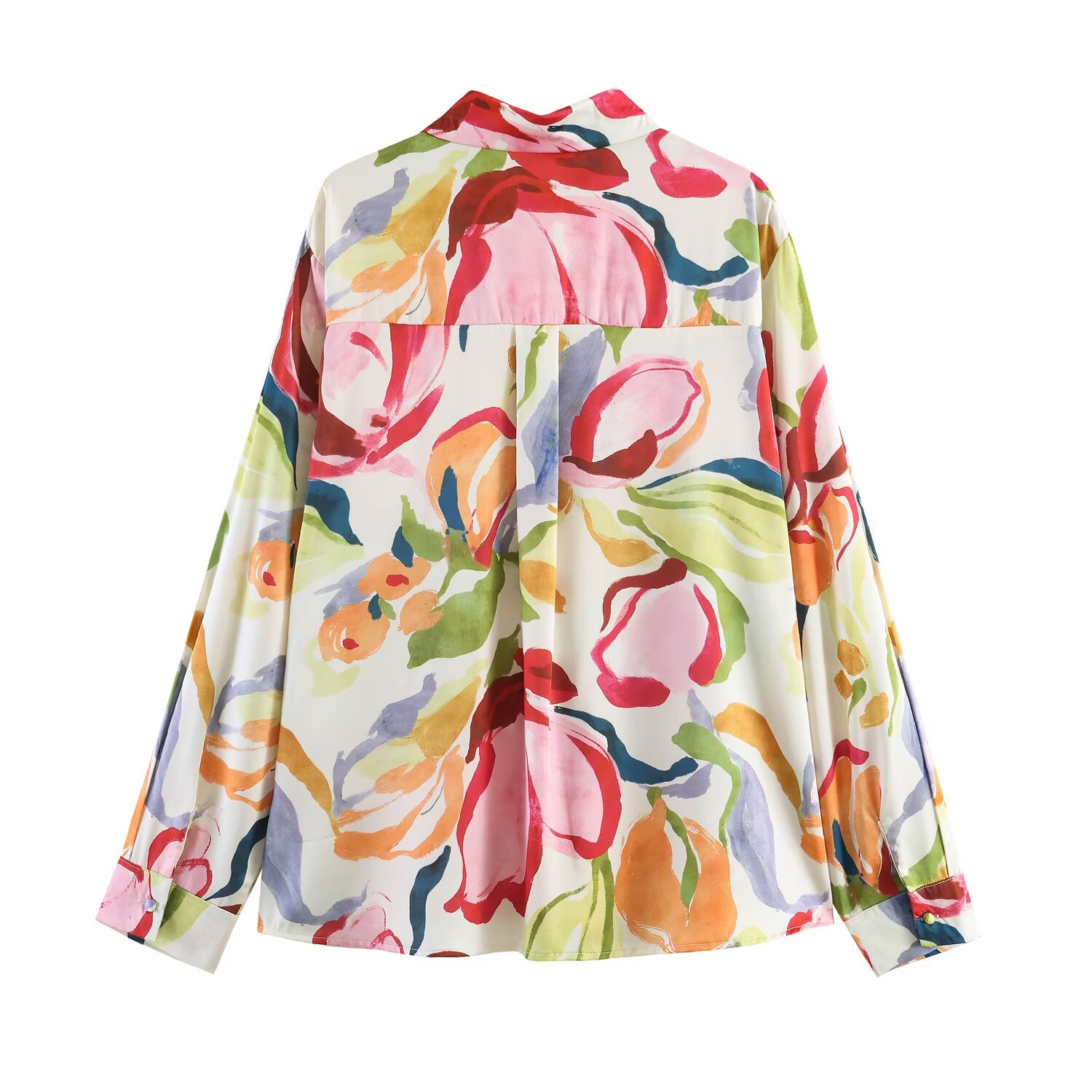 Summer Collection French Artistic Floral Print Silk Satin