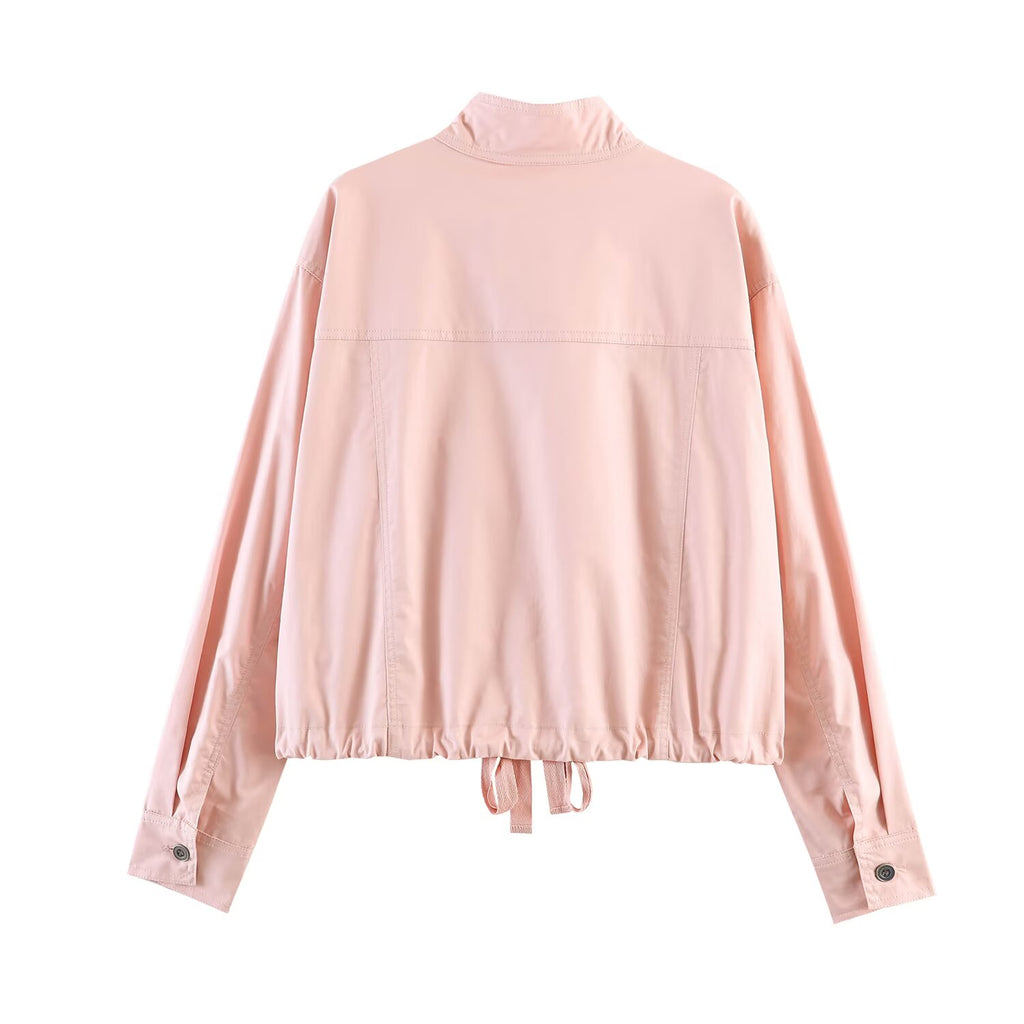 Women Clothing Summer Solid Color All Matching Stand Collar