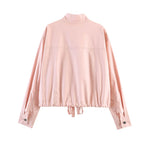 Women Clothing Summer Solid Color All Matching Stand Collar