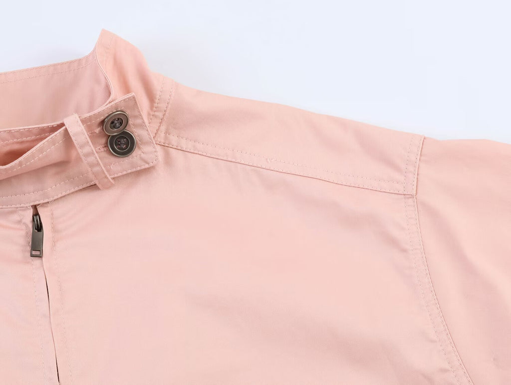 Women Clothing Summer Solid Color All Matching Stand Collar