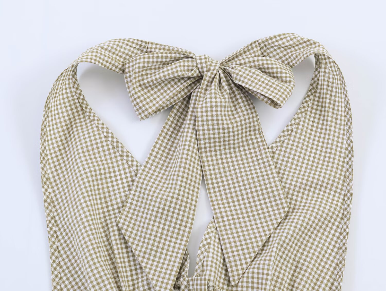 Women Clothing Summer Honeycomb Small Plaid Hanging Collar