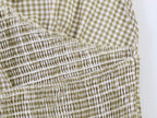 Women Clothing Summer Honeycomb Small Plaid Hanging Collar