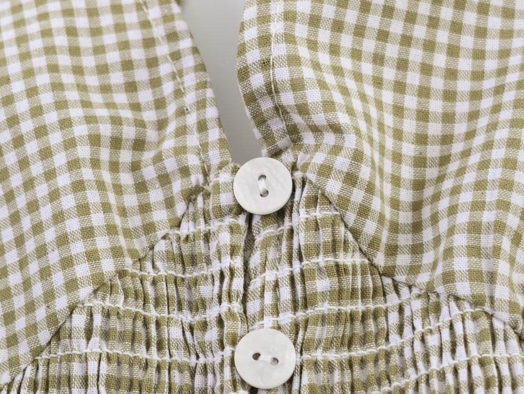 Women Clothing Summer Honeycomb Small Plaid Hanging Collar