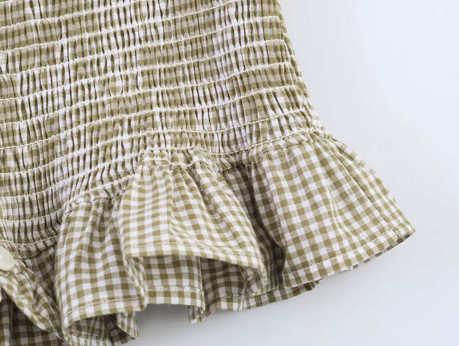 Women Clothing Summer Honeycomb Small Plaid Hanging Collar
