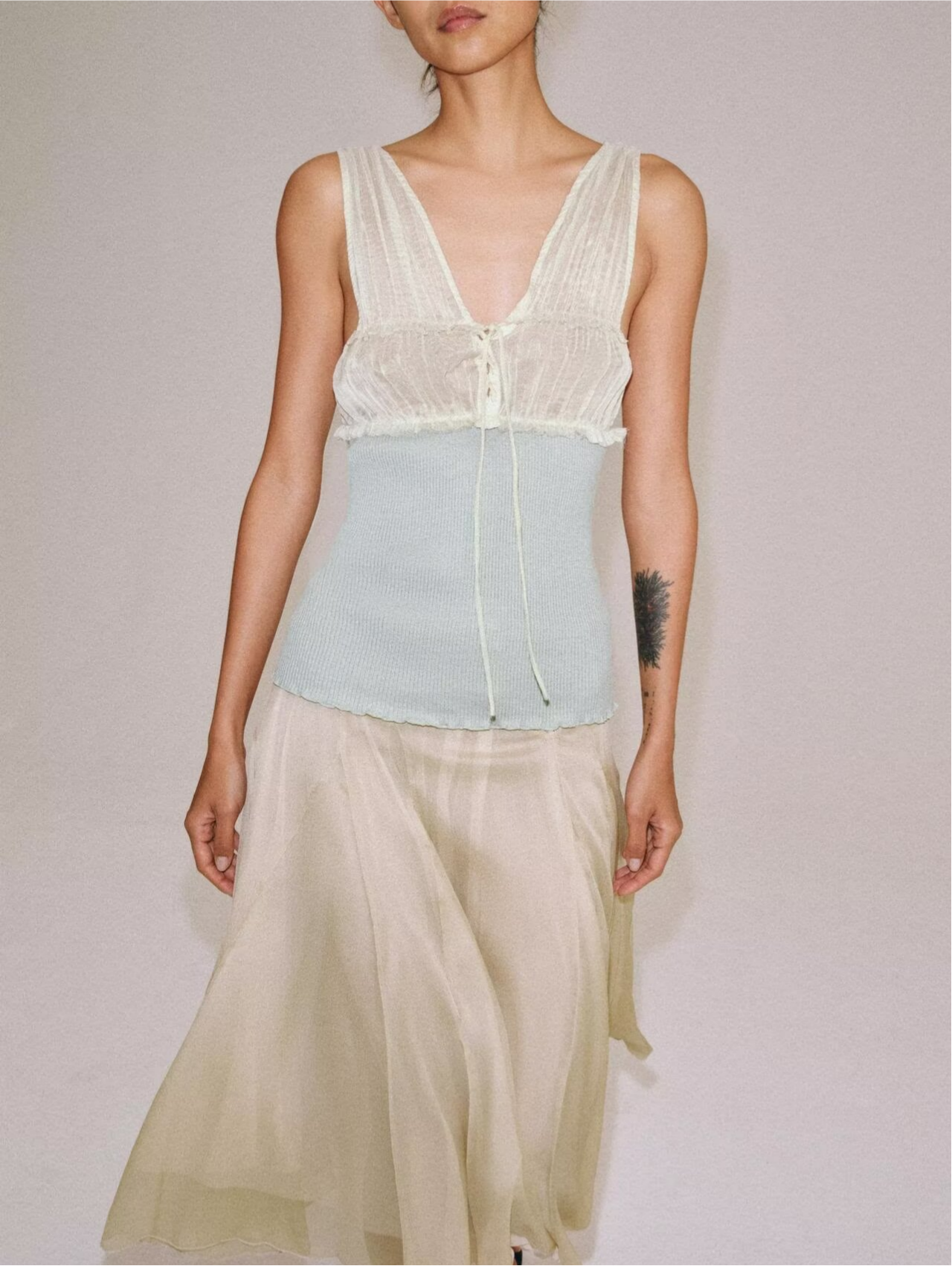 Women Clothing All Match Elegant Stitching Strap Top