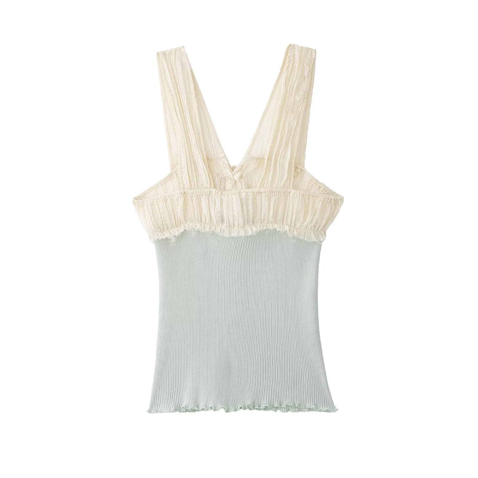 Women Clothing All Match Elegant Stitching Strap Top