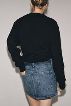 Vintage Belt Wash Effect Metal Buckle Denim Skirt