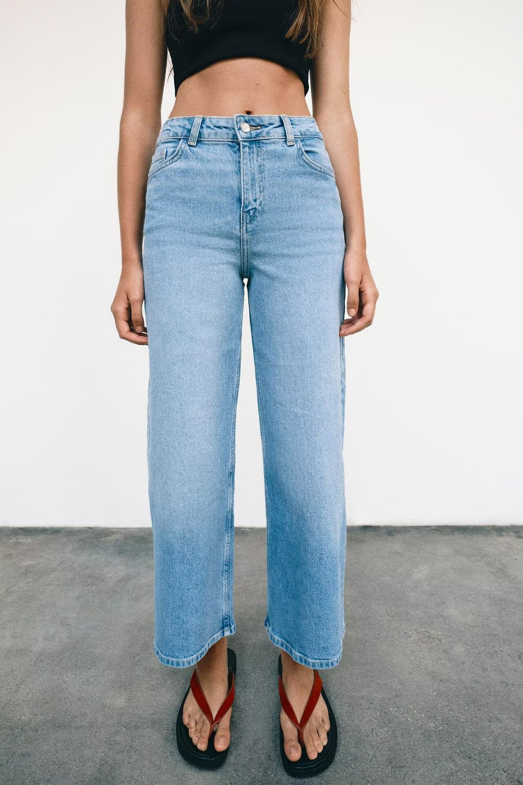 Women Clothing Retro All Match HW WL Straight Jeans