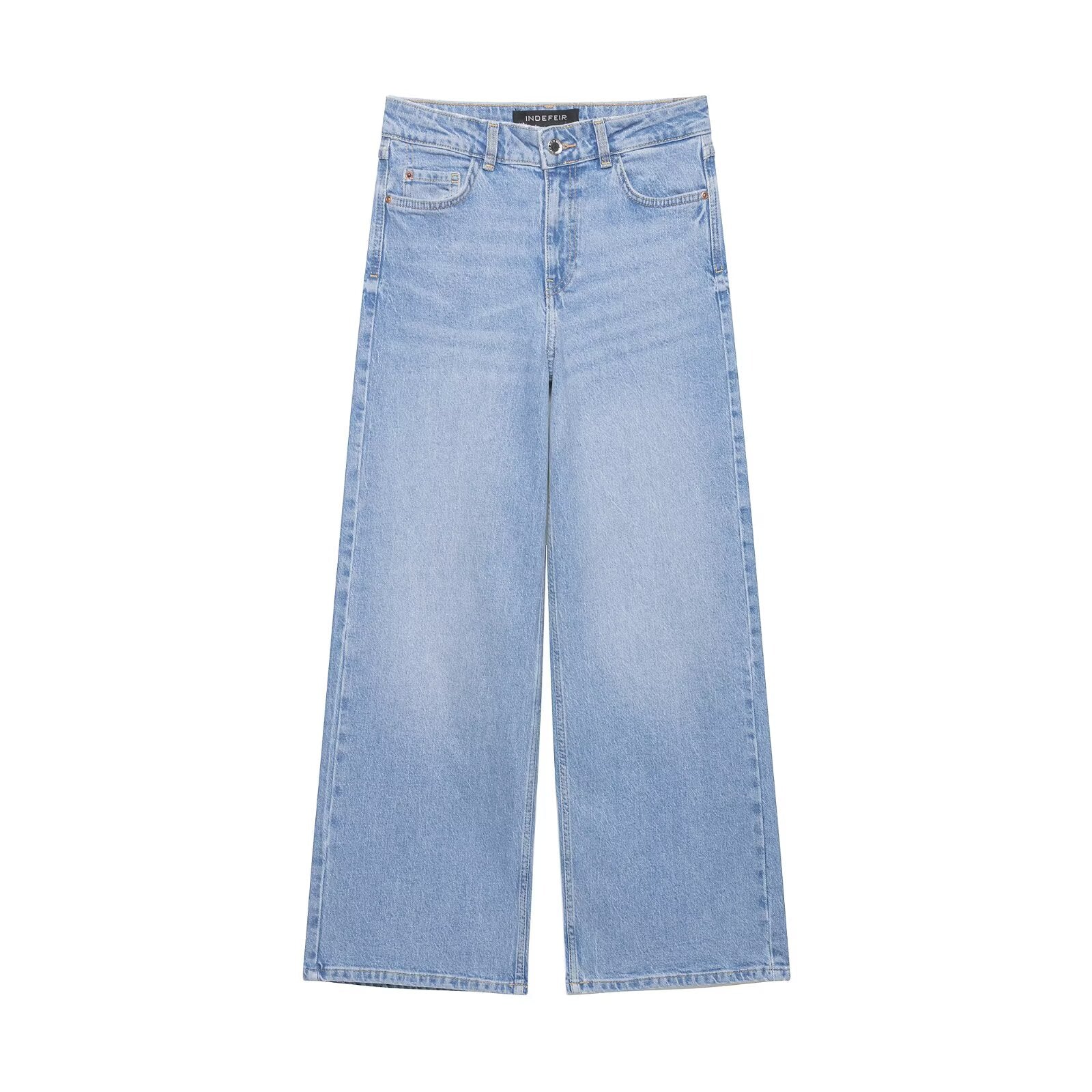 Women Clothing Retro All Match HW WL Straight Jeans
