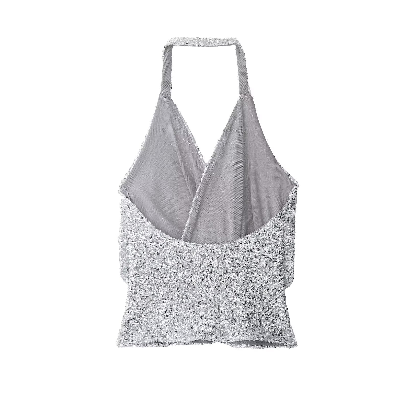 Women Clothing Summer Sexy Pleated Beads Decoration Halter
