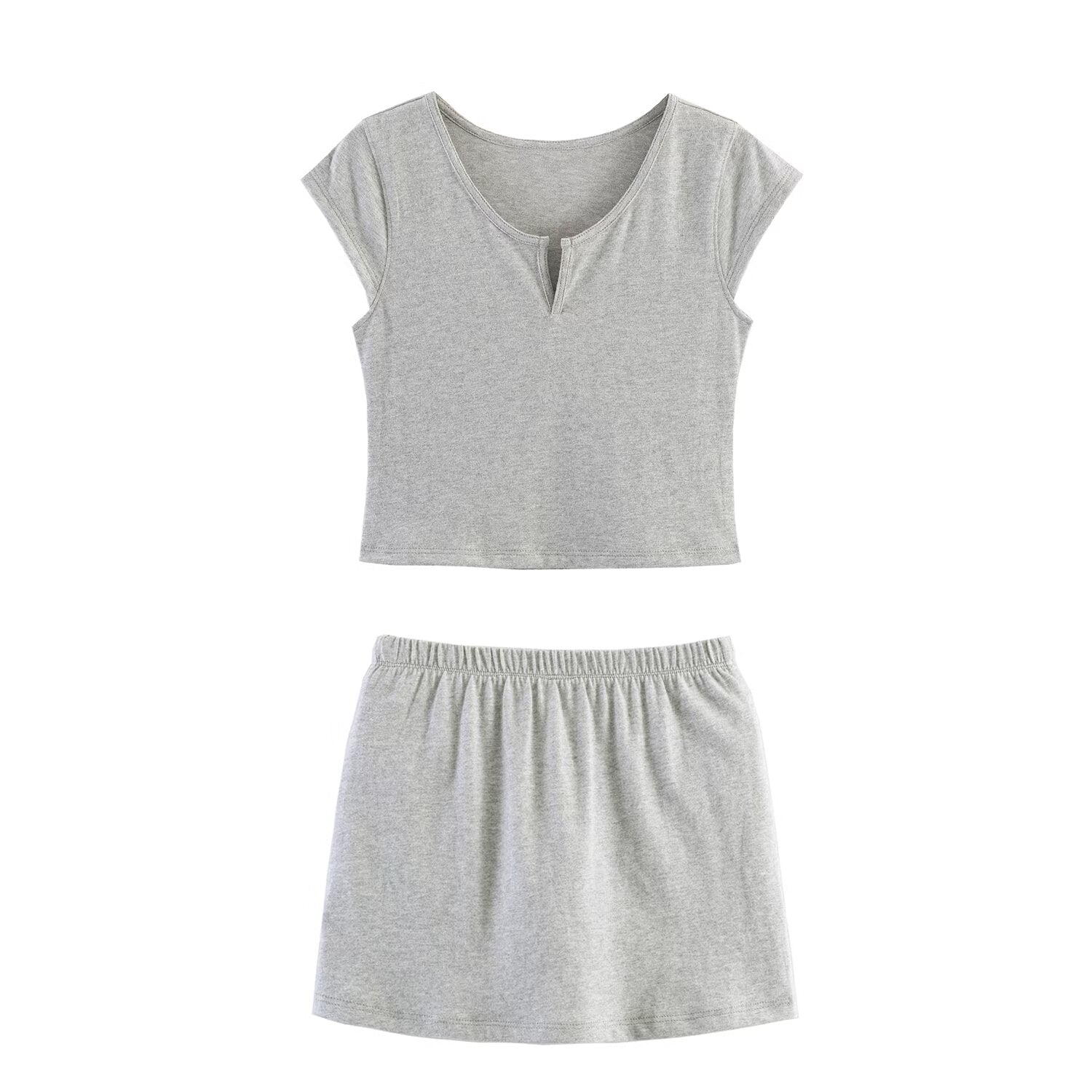 Summer Split Short Top Pantskirt Set