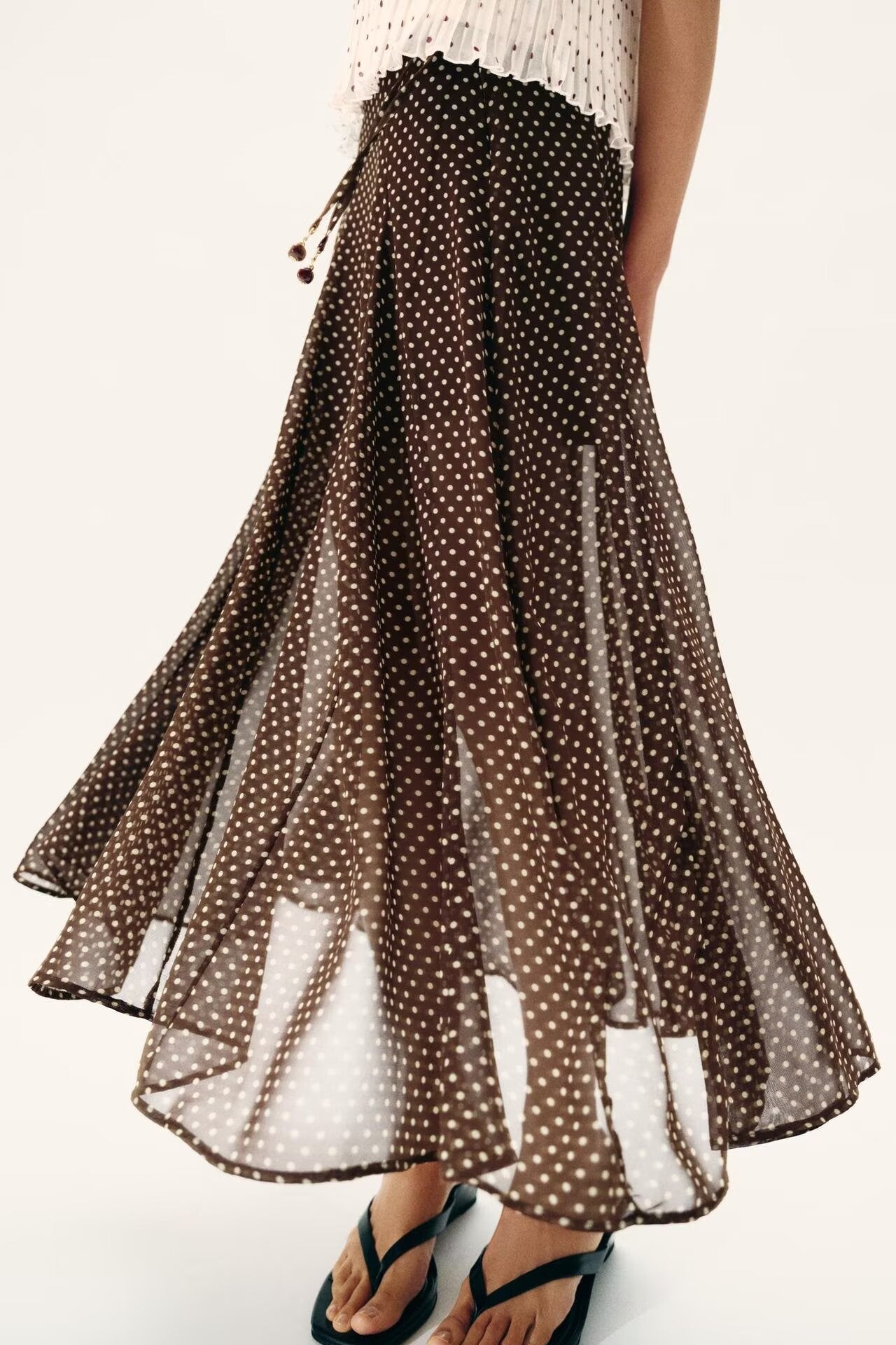 Women Clothing Spring Fashionable Elegant Polka Dot Midi